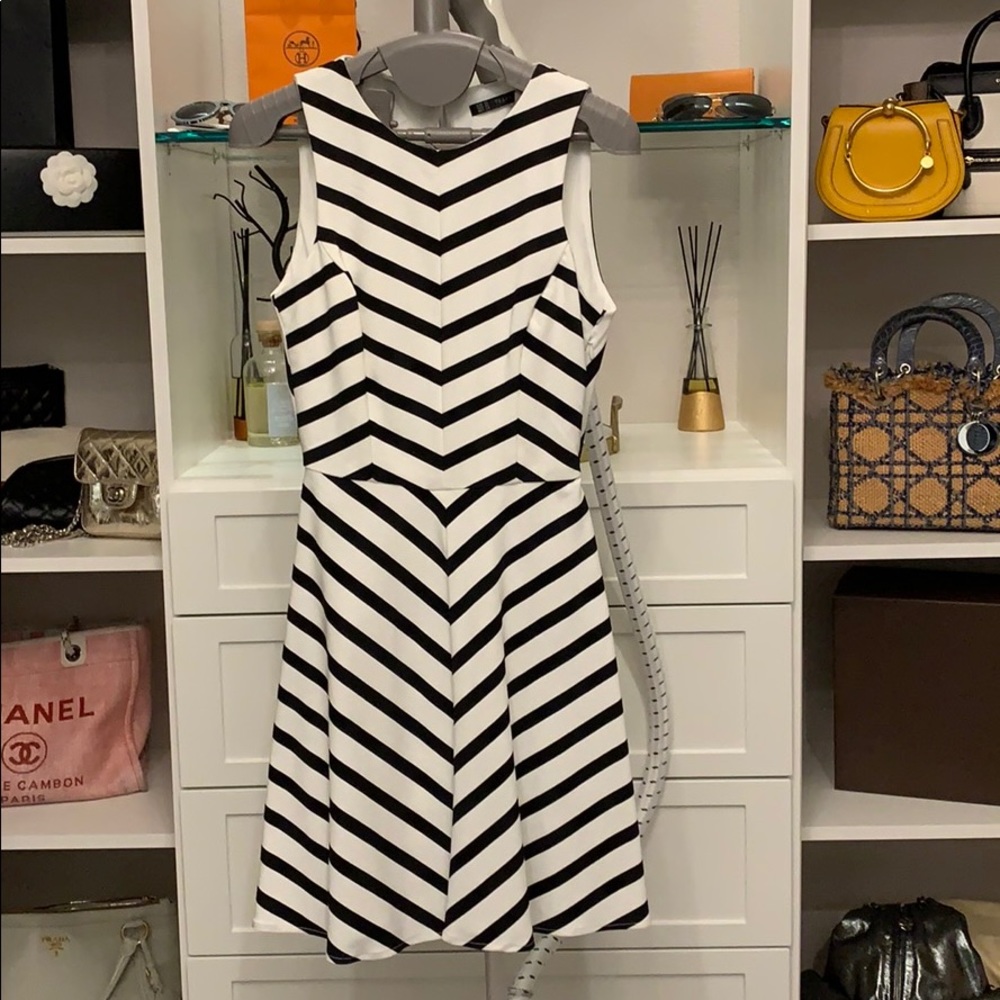 Zara black and white striped dress